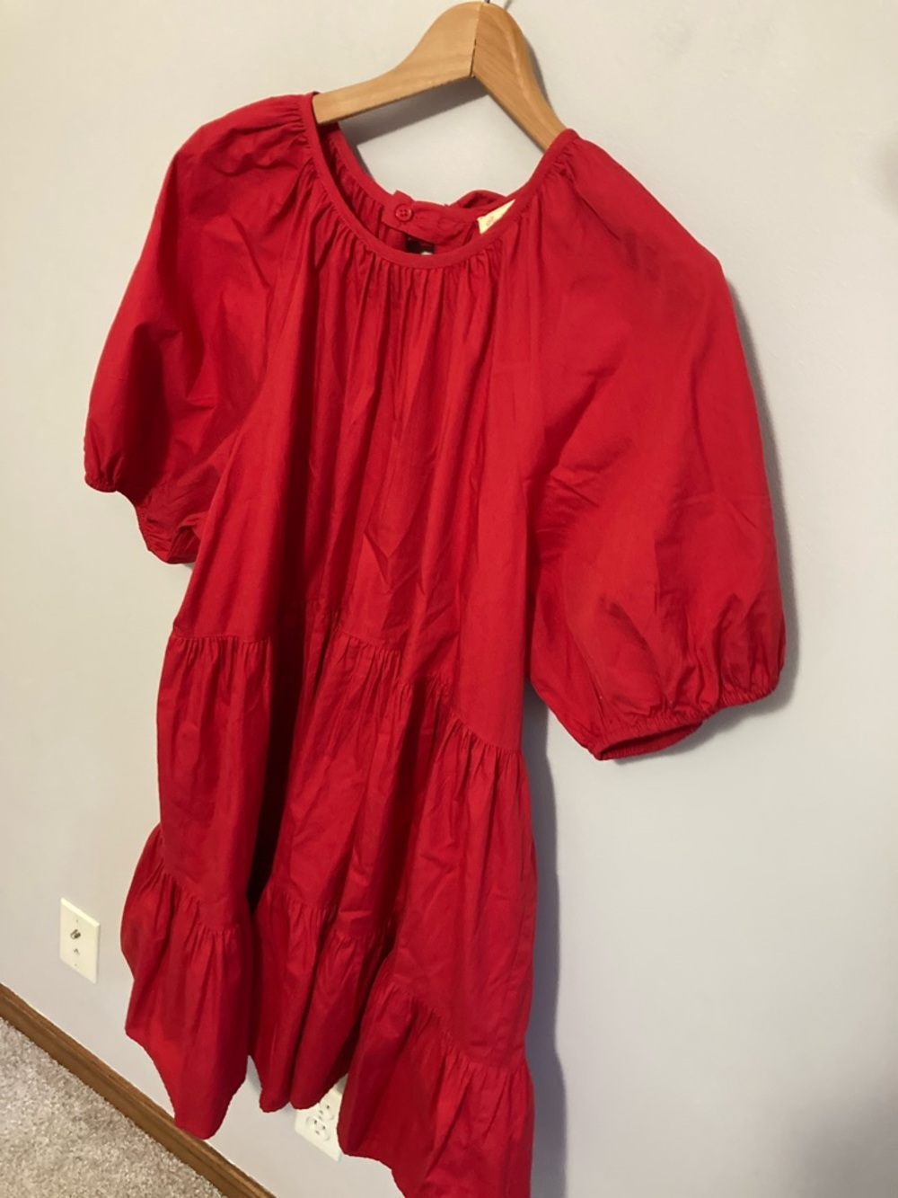 Sweet Magnolia Red Puff-Sleeve Tiered Dress with Bows in back, size XL - Picture 5 of 9